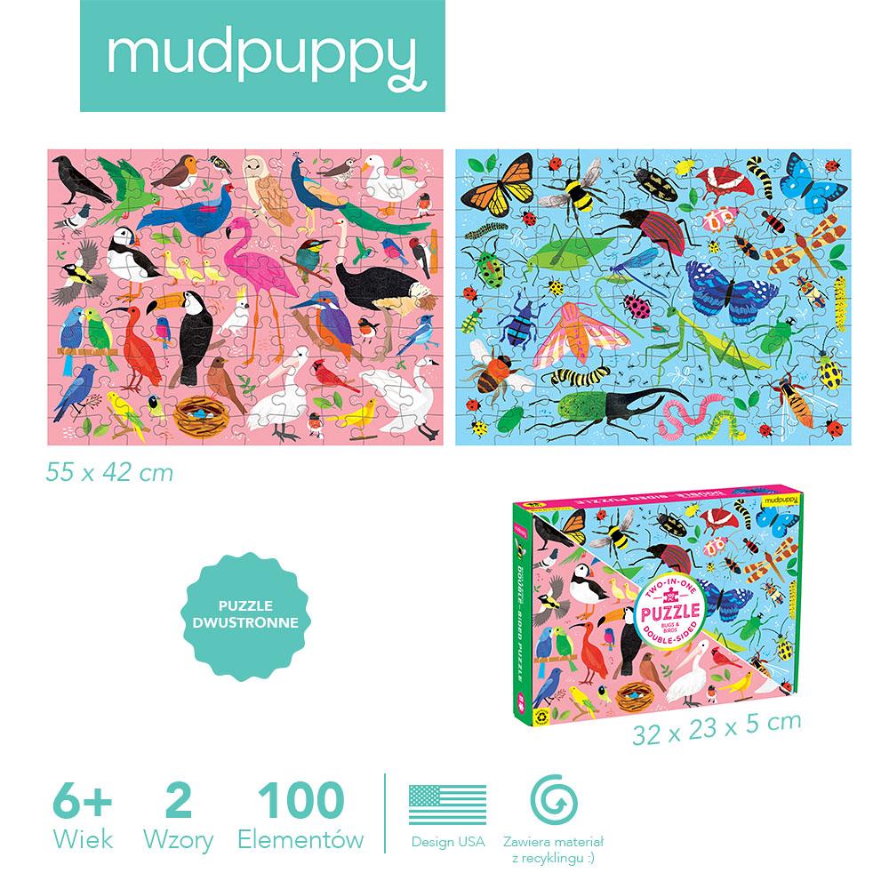Mudpuppy: dwustronne puzzle Ptaki i Owady 100 el. - Noski Noski