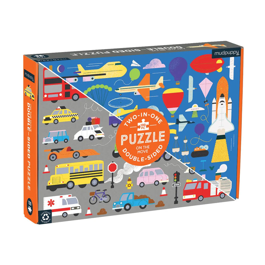 Mudpuppy: dwustronne puzzle Środki Transportu 100 el. - Noski Noski