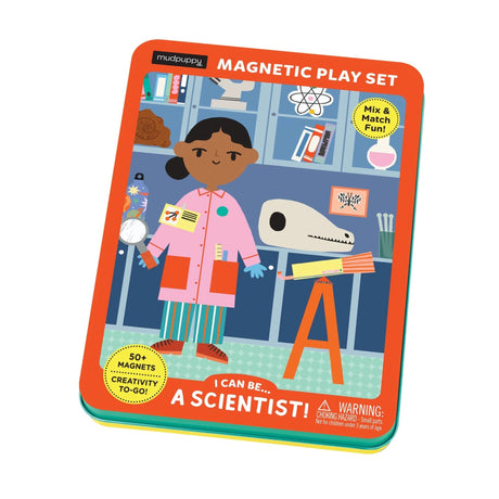 Magnetyczne puzzle Mudpuppy Naukowiec, 40 magnesów, kreatywna układanka dla dzieci, edukacyjna zabawa z nauką.
