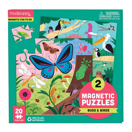 Mudpuppy: puzzle magnetyczne 2w1 Owady i Ptaki 20 el. - Noski Noski