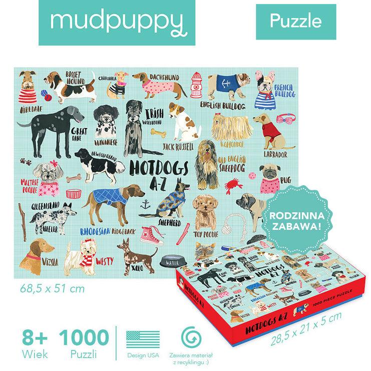 Mudpuppy: puzzle pieski Hot Dogs 1000 el. - Noski Noski