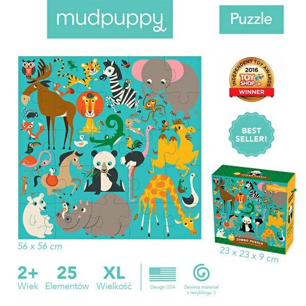 Mudpuppy: puzzle podłogowe Zwierzęta Świata 25 el. - Noski Noski