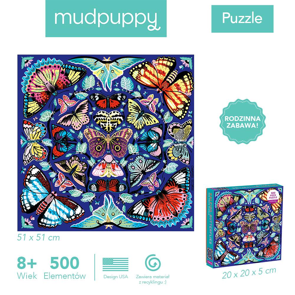 Mudpuppy: puzzle rodzinne Kalejdoskop z Motylami 500 el. - Noski Noski