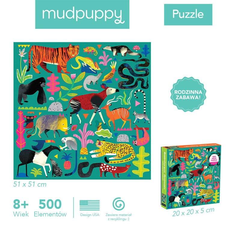 Mudpuppy: puzzle rodzinne Rainforest Animals 500 el. - Noski Noski