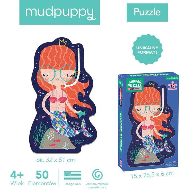 Mudpuppy: puzzle Shaped Puzzle Mermaid 50 el. - Noski Noski
