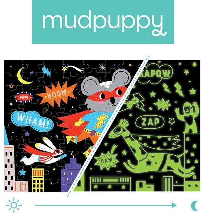 Mudpuppy: puzzle świecące w ciemności Superbohaterowie 100 el. - Noski Noski