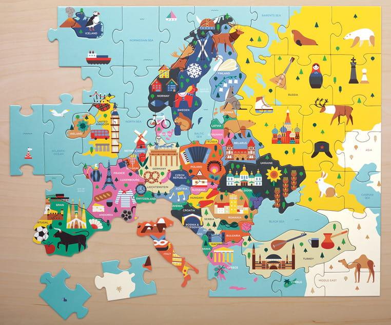 Mudpuppy: puzzle z elementami w kształcie państw Mapa Europy 70 el. - Noski Noski