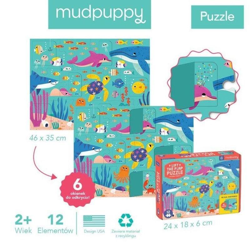 Mudpuppy: puzzle z okienkami Przyjęcie w Oceanie 12 el. - Noski Noski