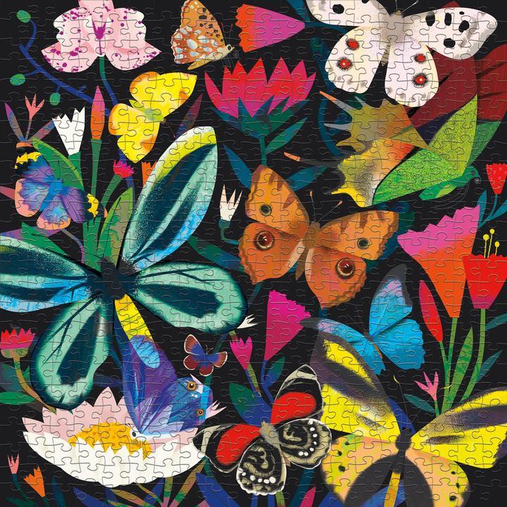 Mudpuppy: rodzinne puzzle świecące w ciemności motyle Butterflies Illuminated 500 el. - Noski Noski