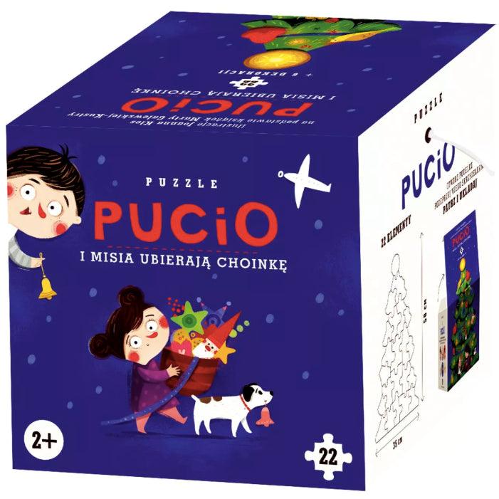 Nasza Księgarnia: puzzle Pucio i Misia ubierają choinkę - Noski Noski