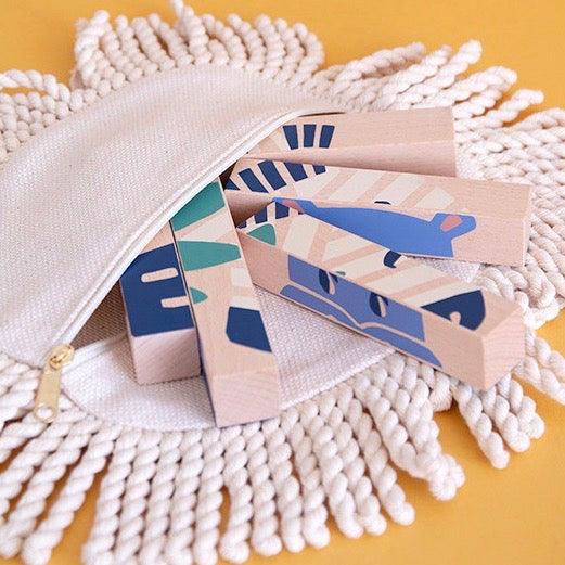 Nobodinoz: drewniane klocki w saszetce Wooden Blocks - Noski Noski
