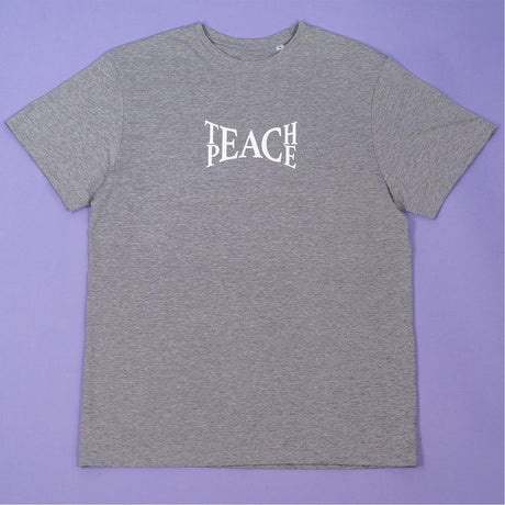 Bawełniana koszulka z napisem Teach Peace, klasyczny krój, idealna na co dzień dla mamy i taty.