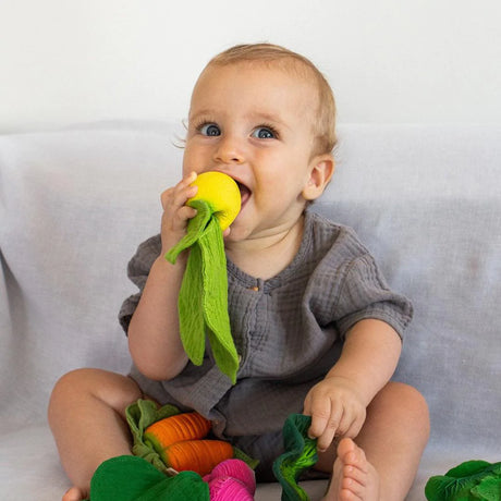 Oli and Carol: gryzak z pieluszką cytryna Mini Doudou Teether - Noski Noski