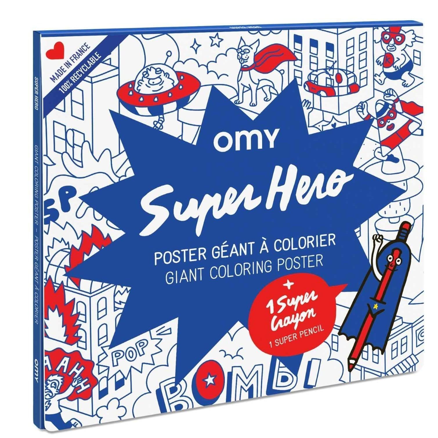 OMY: gigantyczna kolorowanka i super ołówek Super Hero - Noski Noski