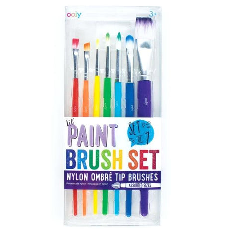 Pędzel Ooly Paint Brush Set – zestaw 7 pędzli do malowania dla dzieci, różne kształty i rozmiary, kolorowe ombre, idealne do twórczej zabawy.
