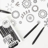 Markery atramentowe Ooly The Ink Works, zestaw 5 czarnych markerów o różnych końcówkach do szkiców i kaligrafii.