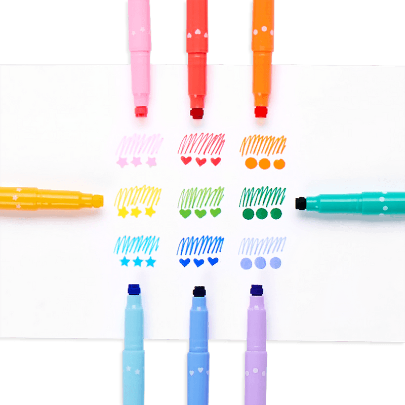 Ooly: dwustronne flamastry ze stempelkami Confetti Stamp - Noski Noski