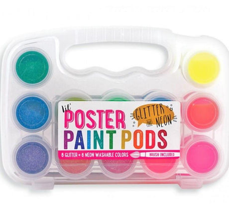 Ooly: farby plakatowe neonowe z brokatem Poster Paint Pods - Noski Noski