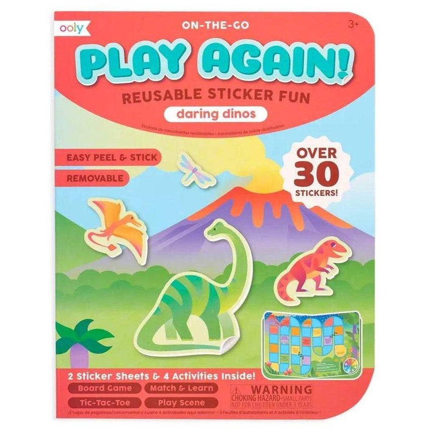 Ooly: mini naklejki wielokrotnego użytku z grą dinozaury Play Again - Noski Noski