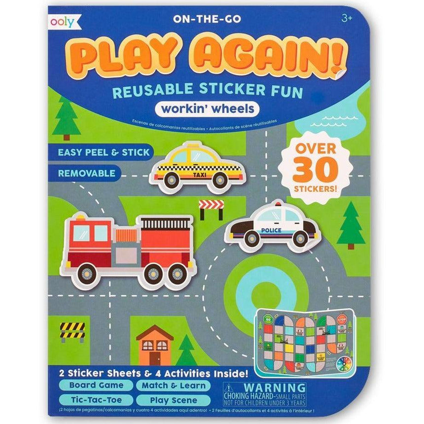 Ooly: mini naklejki wielokrotnego użytku z grą pojazdy Play Again - Noski Noski