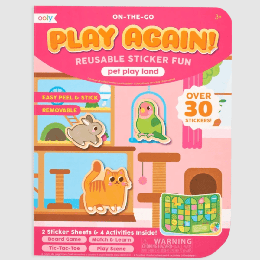 Ooly: mini naklejki wielokrotnego użytku z grą zwierzątka domowe Play Again - Noski Noski