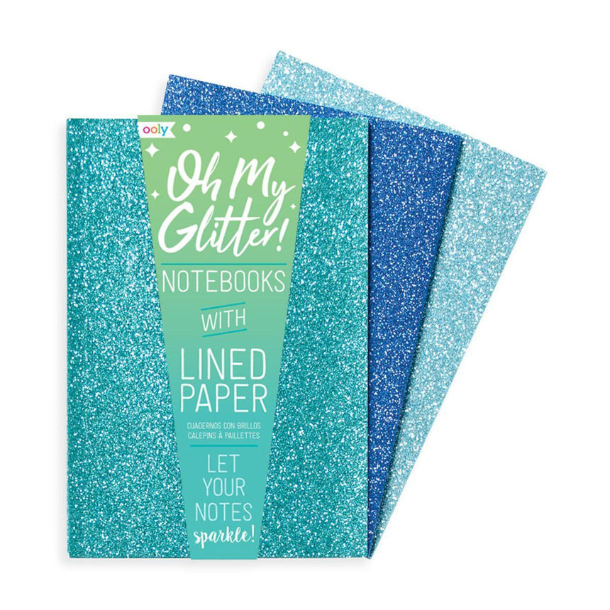 Ooly: notes z brokatem Oh My Glitter! Blue 3 szt. - Noski Noski