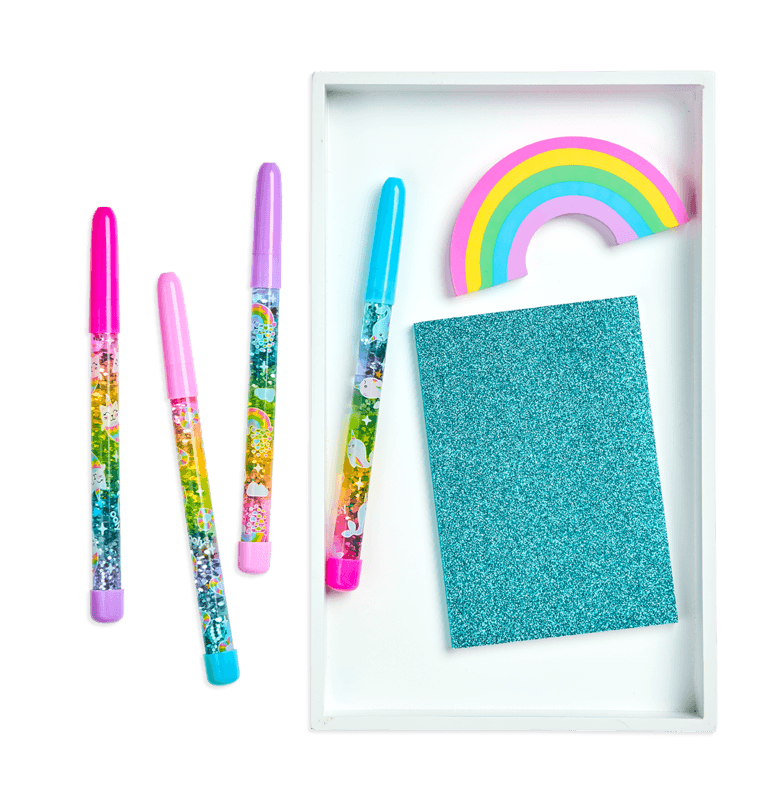 Ooly: notes z brokatem Oh My Glitter! Blue 3 szt. - Noski Noski