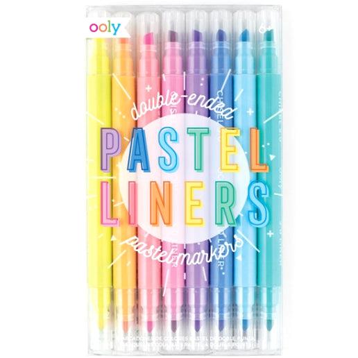 Dwustronne markery Ooly Pastel Liners, 8 mazaków w pastelowych kolorach, idealne do rysowania, kolorowania i zakreślania.