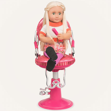 Fotel fryzjerski dla lalek Barbie Mattel Our Generation - zestaw do stylizacji włosów dla dzieci.