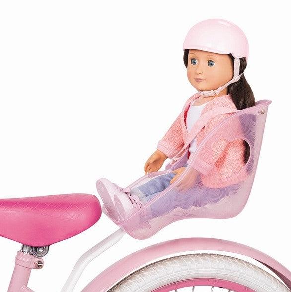 Our Generation: fotelik rowerowy i kask dla lalki Carry Me Bicycle Seat - Noski Noski