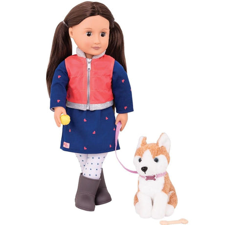 Our Generation: lalka z pieskiem husky Leslie 46 cm - Noski Noski
