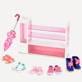 Our Generation: regał z butami i parasolką Sort-a-Shoe Set - Noski Noski