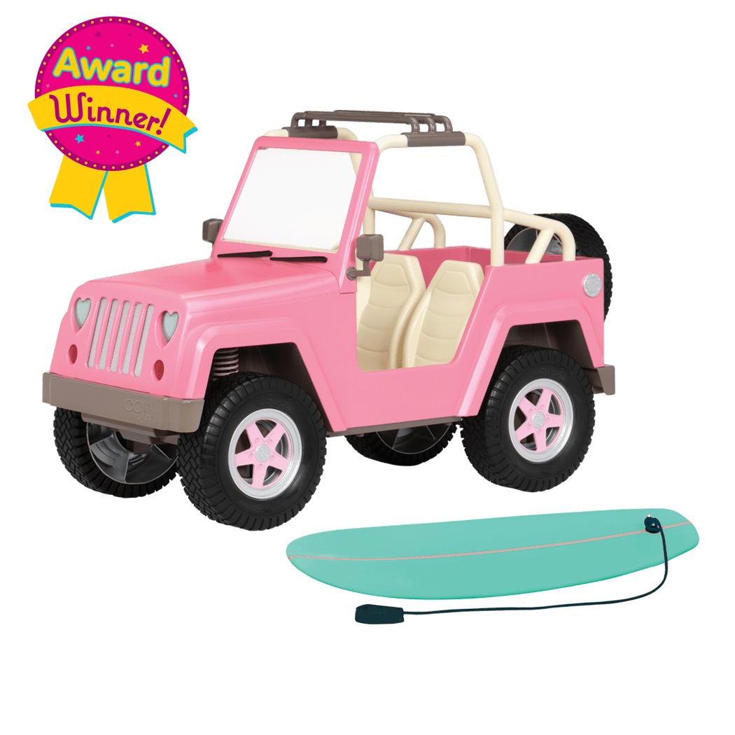 Our Generation: samochód dla lalki z deską surfingową Jeep OG Off Roader - Noski Noski