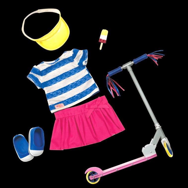 Our Generation: zestaw deluxe hulajnoga dla lalek Cute to Scoot - Noski Noski