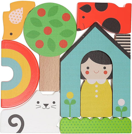 Puzzle drewniane Petit Collage Dom - klocki dla dzieci, kolorowe układanki rozwijające kreatywność i umiejętność rozwiązywania zagadek.