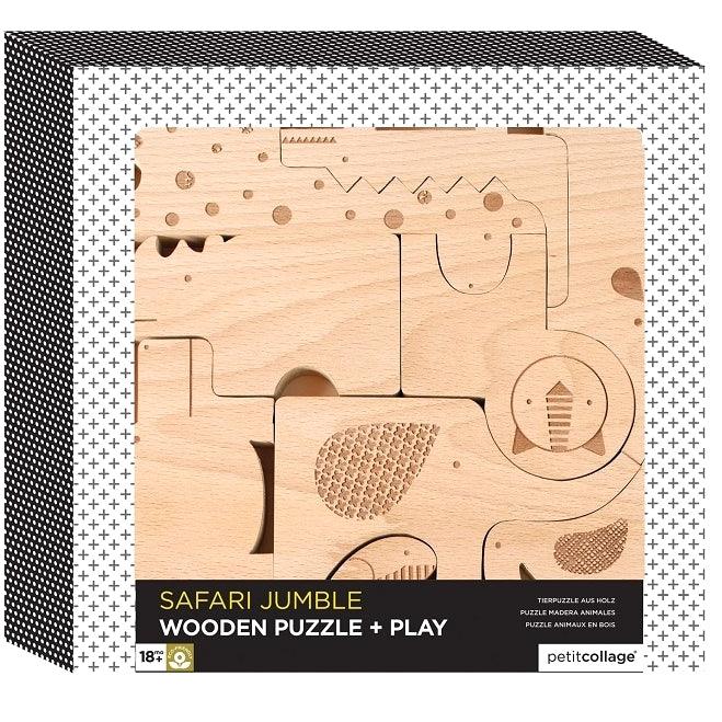 Petit Collage: drewniane puzzle Safari Jumble - Noski Noski