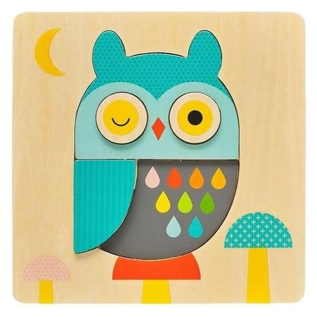 Układanka drewniana Petit Collage Little Owl Sówka, bezpieczne puzzle dla dzieci, wspierające kreatywny rozwój poprzez zabawę.