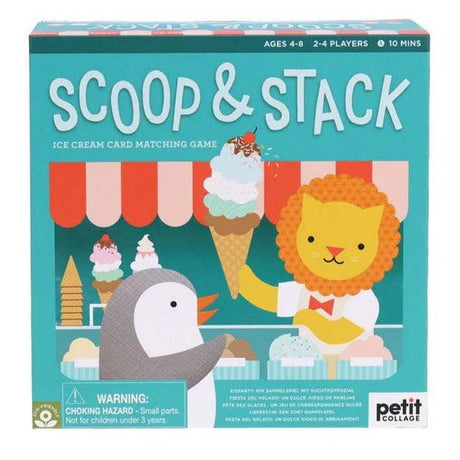 Gra planszowa Lody Petit Collage dla dzieci rozwija zręczność i planowanie, tworząc lodowe rożki i zdobywając punkty.