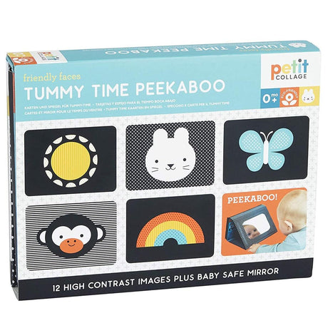 Petit Collage: kontrastowe karty z lusterkiem Tummy Time Peekaboo - Noski Noski