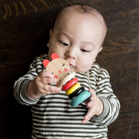 Grzechotka dla niemowlaka Petit Collage Królik, bezpieczna, ekologiczna, nietoksyczna, idealna dla dzieci.