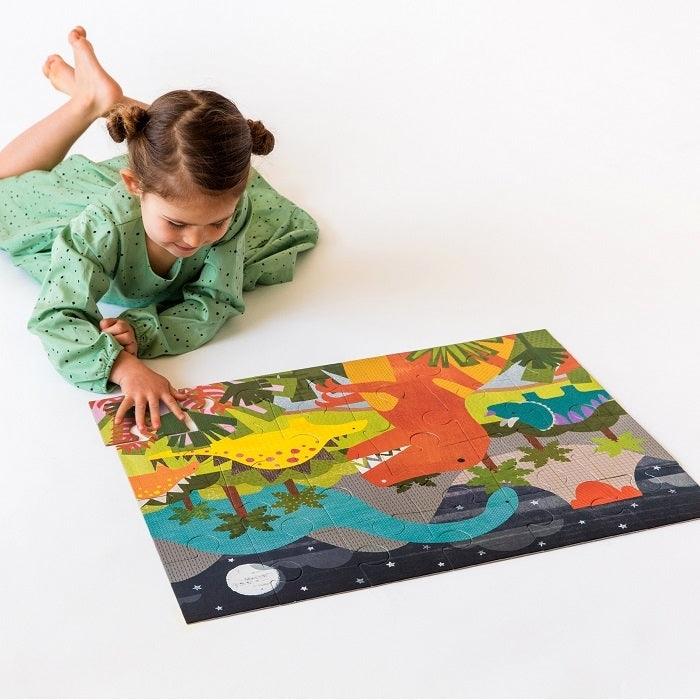 Petit Collage: puzzle podłogowe Diznozaury - Noski Noski