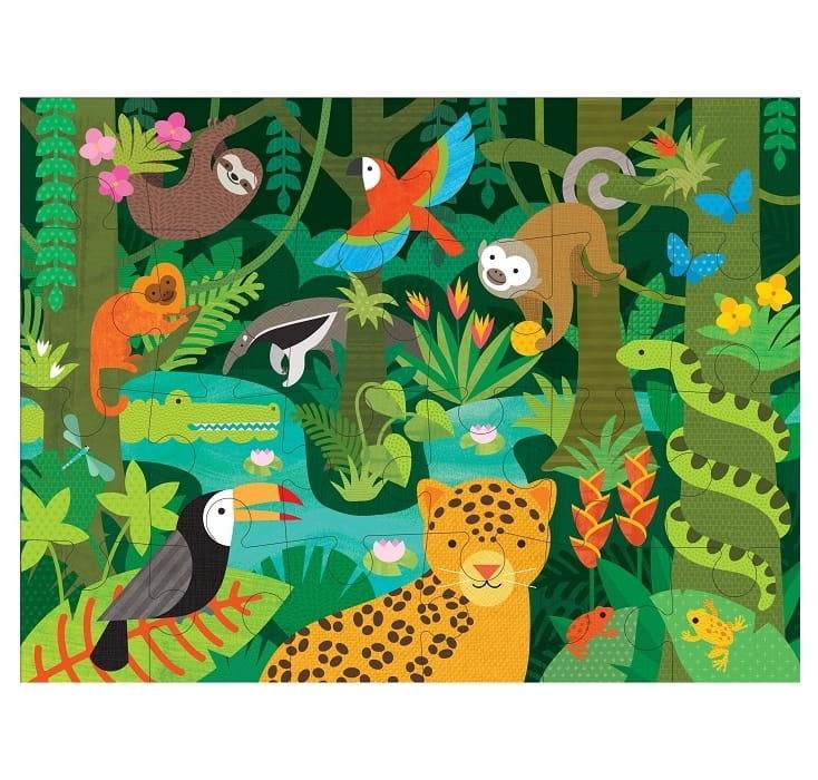 Petit Collage: puzzle podłogowe Wild Rainforest - Noski Noski