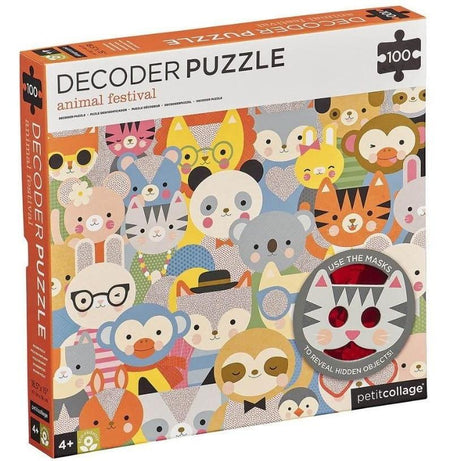 Puzzle dla dzieci Petit Collage Decoder Animal Festival - znajdź ukryte przedmioty, rozwijaj spostrzegawczość i baw się świetnie!