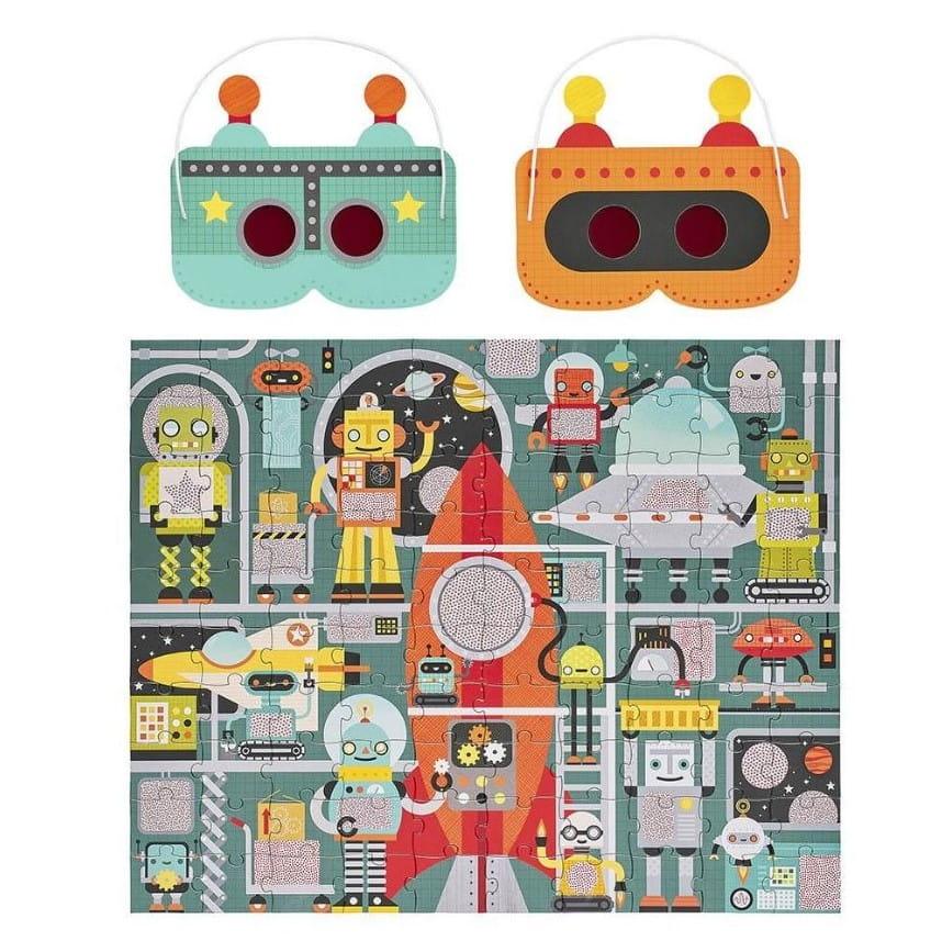 Petit Collage: puzzle ukryte obrazki Decoder Robot Factory - Noski Noski