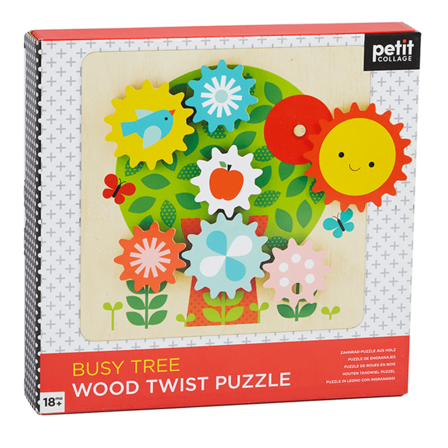 Petit Collage: puzzle zębatki drzewo Busy Tree Wooden Twist Puzzle - Noski Noski