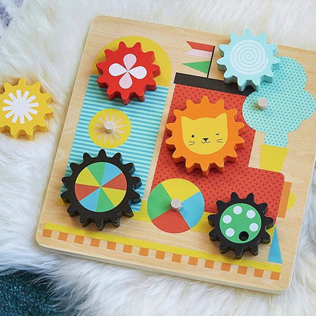 Petit Collage: puzzle zębatki pociąg Busy Train Wooden Twist Puzzle - Noski Noski