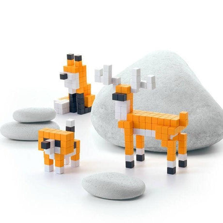 Klocki magnetyczne Pixio Story Series Orange Animals 162 elementy z aplikacją dla kreatywnej zabawy, buduj zwierzęta!