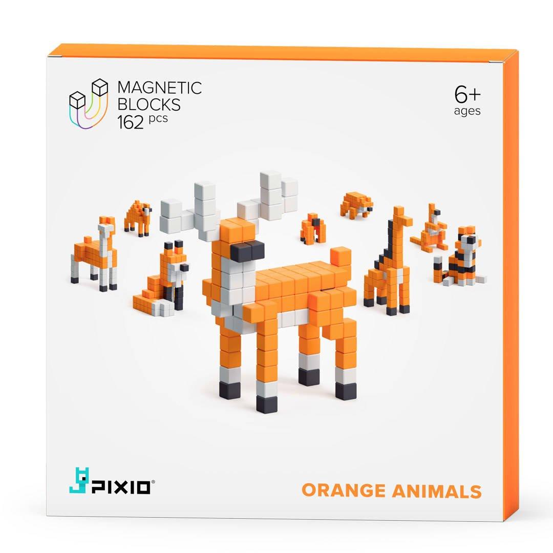 Pixio: klocki magnetyczne Story Series Orange Animals 162 el. - Noski Noski