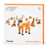 Pixio: klocki magnetyczne Story Series Orange Animals 162 el. - Noski Noski