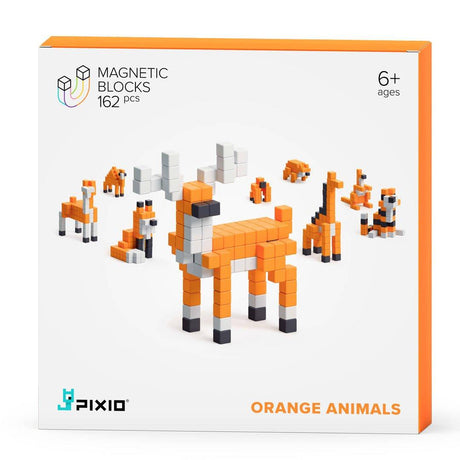 Pixio: klocki magnetyczne Story Series Orange Animals 162 el. - Noski Noski